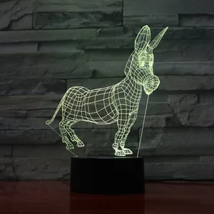 oem promotional gift donkey 3d hologram lamp led optical