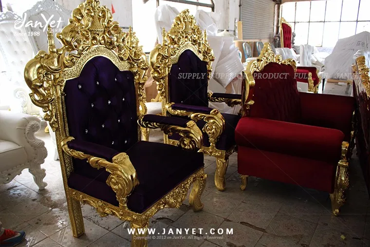 Hot Luxury gold king lion chair for hotel