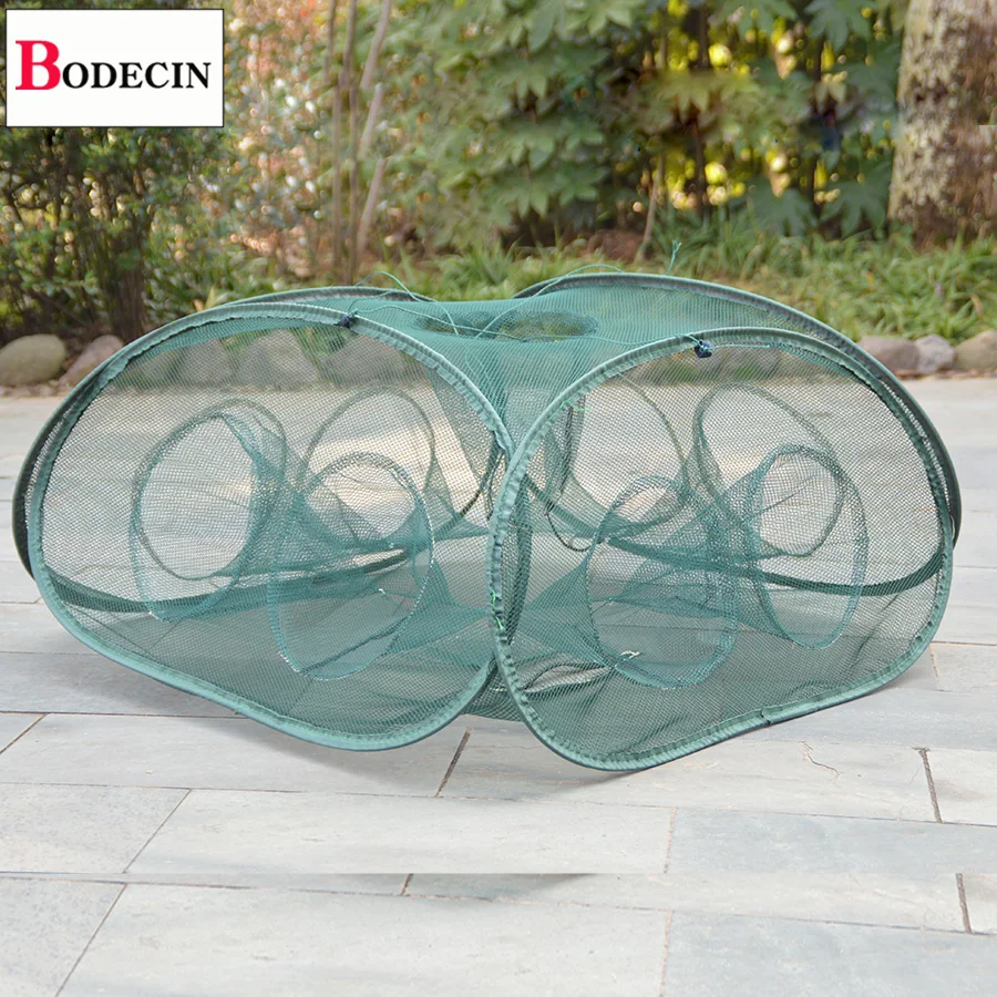 Sale 9 Inlets All Fishing Net Folded Fish Shrimp Cages Network Crayfish Fish Crab Trap Catcher Casting Mesh Nets Tank China (17)