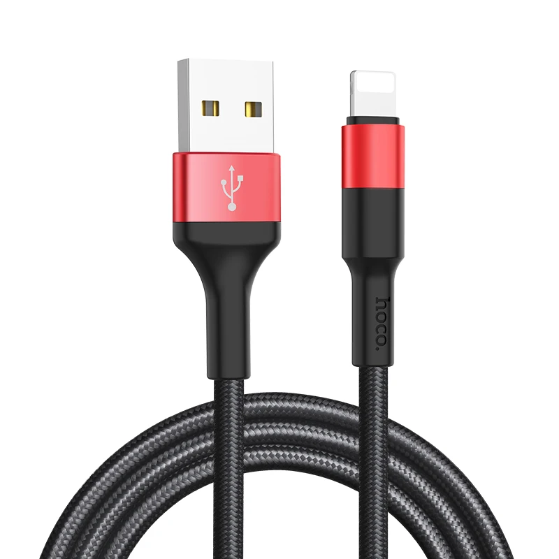 

HOCO X26 1M 2A Fast Charging Data Cable USB for iPhone, Black&gold/black&red/red