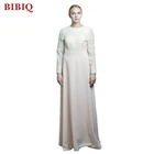 2017 Elegant Long Sleeve Maxi Woman Evening Gowns Dresses for Muslim