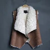 MY-219 2018 New fashion cashmere sheep skin vest designs warm winter vest for women brown color elegant ladies vest