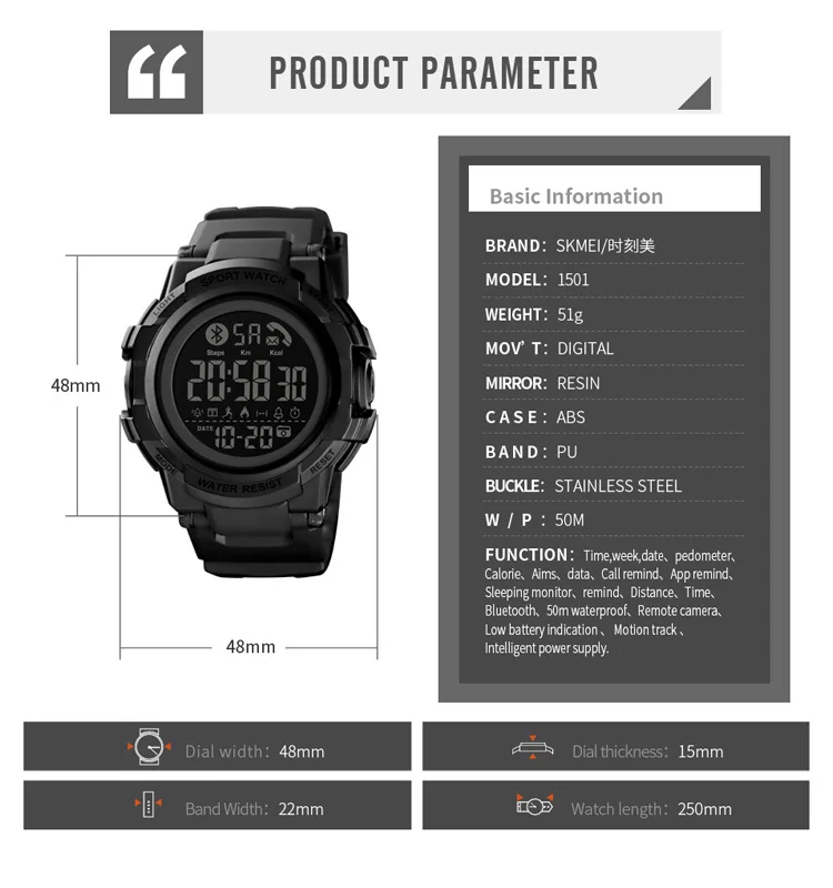 Cheap sport Skmei new product smart watch waterproof