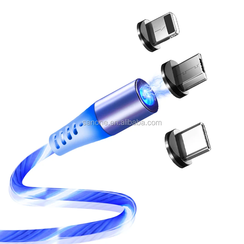 Sanone New Design Flowing Light Charging Cable 3 in 1 Magnetic USB Cable, Blue/red/green
Sanone New Design Flowing Light Charging Cable 3 in 1 Magnetic USB Cable, Blue/red/green