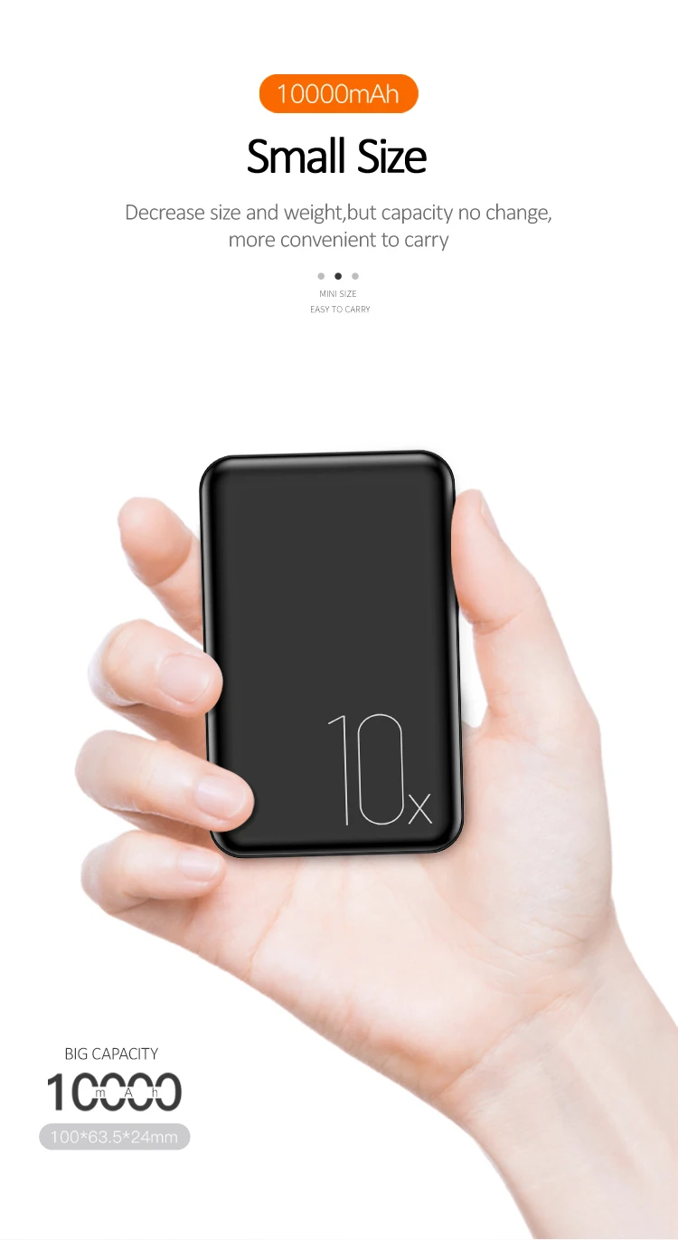 USAMS PB10 Dual USB Mini Fast Charging And Big Capacity Power Bank 10000mAh ABS+PC material - ANKUX.COM