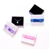jewelry set box Cardboard Paper finger ring & necklace with Sponge & Satin Ribbon Rectangle 65x55x28mm 1214844