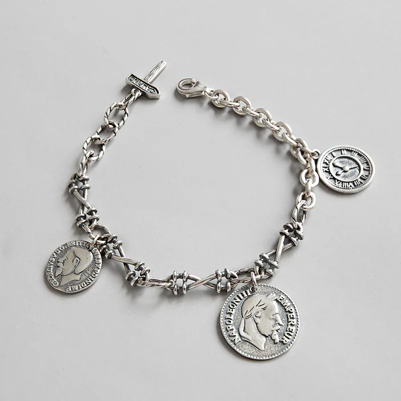 Korea Hot Style 925 Sterling Silver Simple Retro Vintage Napoleon Coin Bracelets Jewelry for Women
Korea Hot Style 925 Sterling Silver Simple Retro Vintage Napoleon Coin Bracelets Jewelry for Women