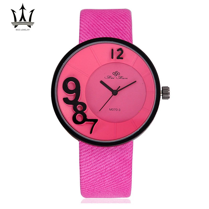 2015 New Design Personalized Simple Digital Big Dial Ladies Watch Cartoon Fabric Quartz Dress Watch Women montre femme