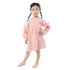New Design Kids Boutique Clothing Fall Double Gauze Material Long Sleeves Pretty Princess Baby Girl Dresses With Bowknot