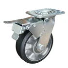 SSJG Soft Rubber Caster on Aluminum Caster Wheel 4 5 6 8 inch with Brake