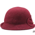 2017 new style short brim soft floppy decorate with bowknot cloche warm wool felt ladies winter hats