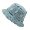 new style custom distressed washed denim plain bucket hat cap