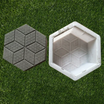 Plain Smooth Hexagon 9 Inch Patio Paver Stepping Stone Concrete