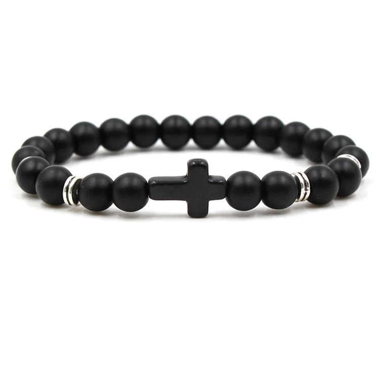 Wholesale Unisex Natural Stone Cross Men Bracelet Black Onyx Volcano Matte Beaded Bracelets Pulseiras (KB8071), As picture
Wholesale Unisex Natural Stone Cross Men Bracelet Black Onyx Volcano Matte Beaded Bracelets Pulseiras (KB8071), As picture