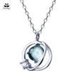 S925 Silver Aurora Necklace Lady Circle Planet Short Collar Chain