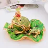 New metal gift metal material hand paint size of 12*8*7cm Mum baby frog pewter jewelry box for new friend gift