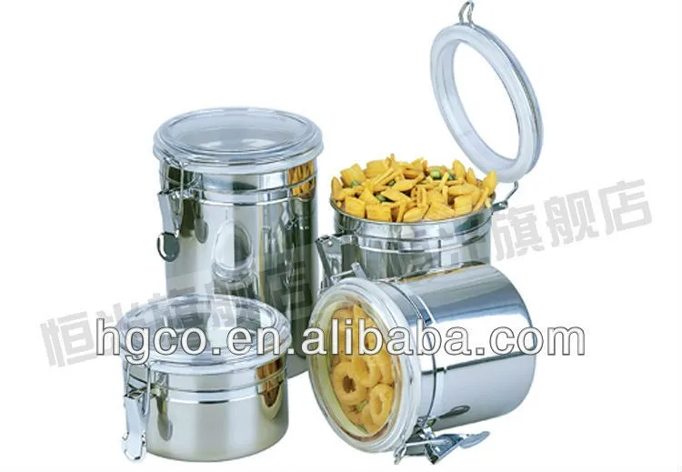 stainless steel kitchenware food canister set for food/ tea/biscute amazon