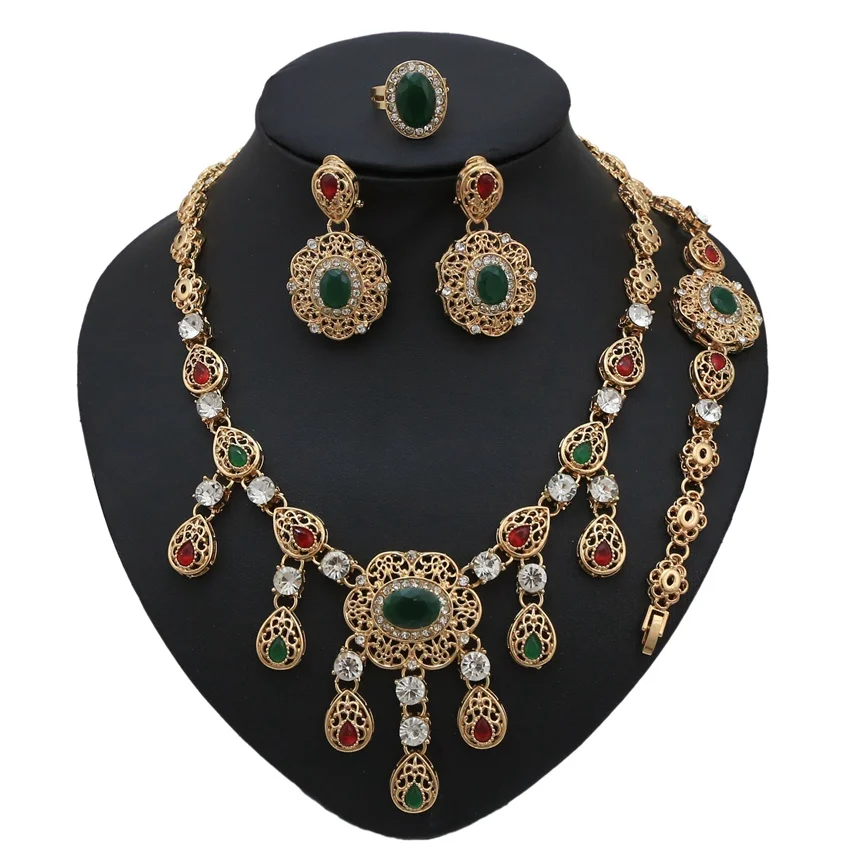 Necklace Bracelet Earring Rings African Jewelry Sets Fashion 18K Gold Plated Flower Rhinestone Wedding Party Set
Necklace Bracelet Earring Rings African Jewelry Sets Fashion 18K Gold Plated Flower Rhinestone Wedding Party Set