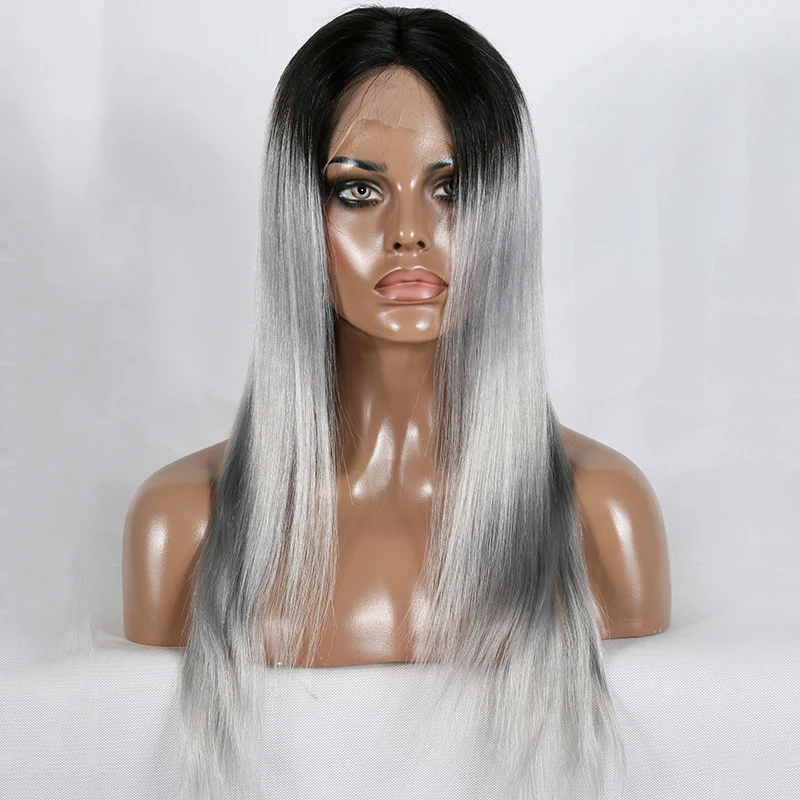Glueless Two Tone Natural Black Grey Hair Full Lace Wigs Buy