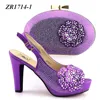 Wholesale latest purple color italian heels 12cm party shoe shoes with matching bags set