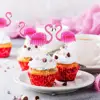 Sweet wedding party pink flamingo cake toppers