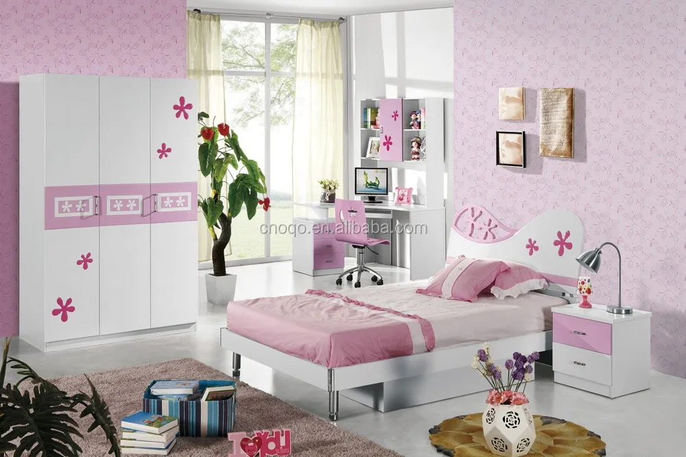 ピンク子供寝室の家具セットでwardrodeデスク仕入れ・メーカー・工場