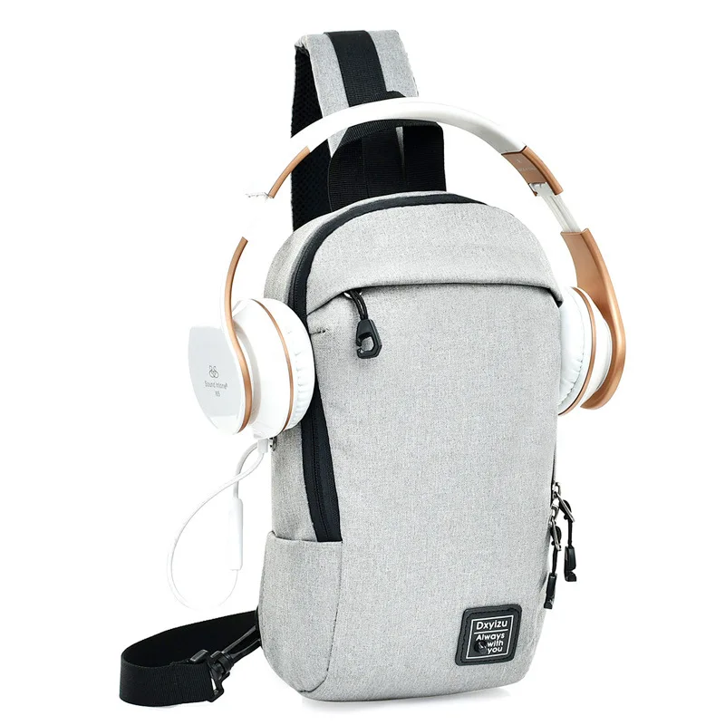Men Women Anti Theft Backpack Canvas Headphone Hole Boys Crossbody Bag Single Shoulder Teenager Chest Bag Sac A Dos Homme BP0210 (25)