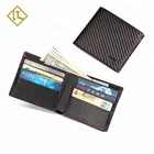 Quality Chinese products promotion gift vintage carbon fiber business genuine Leather rfid bifold slim soft wallet for men