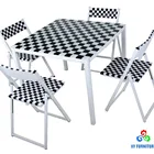 Outdoor and indoor glass dining table set space saving dining table with 4 chairs