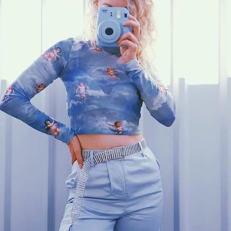 New Fashion Women See-through Sheer Mesh Fishnet T-Shirt Fashion Top Cute Angel Printed Female Summer Mesh Tops, As pics show
New Fashion Women See-through Sheer Mesh Fishnet T-Shirt Fashion Top Cute Angel Printed Female Summer Mesh Tops, As pics show