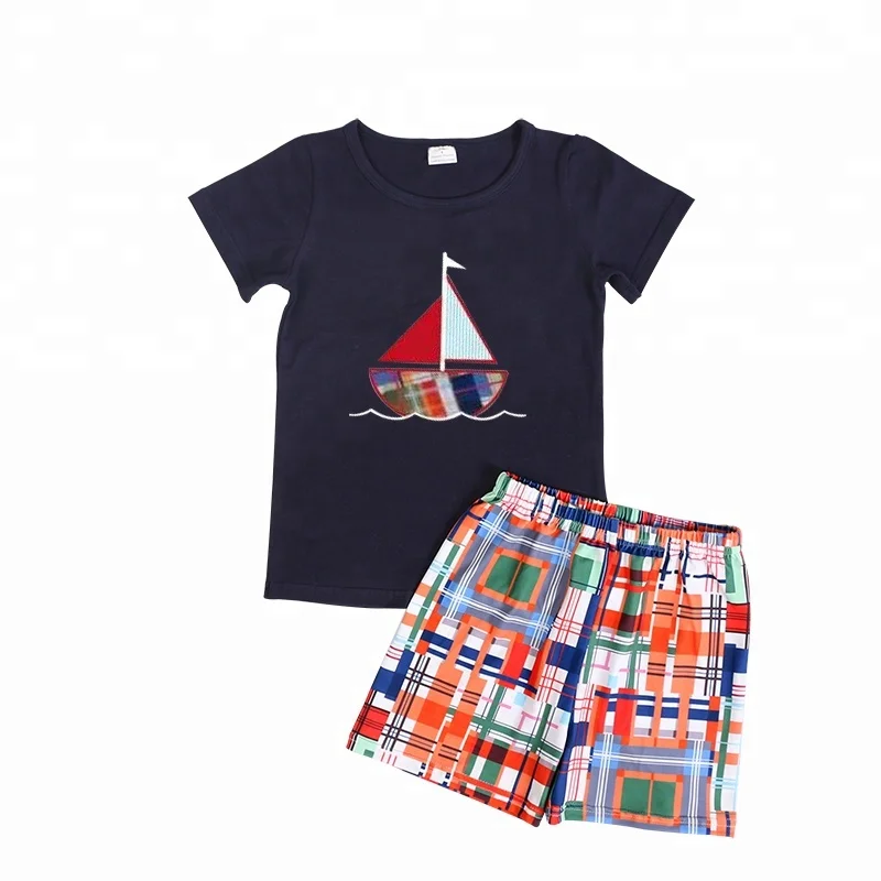 Children boutique personalized toddler boy outfit little boy clothes colorful boat shirt and short set for summer
Children boutique personalized toddler boy outfit little boy clothes colorful boat shirt and short set for summer