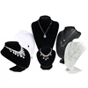 Portable Black Velvet Wooden Pendant Jewelry Bust Necklace Display Set Stand