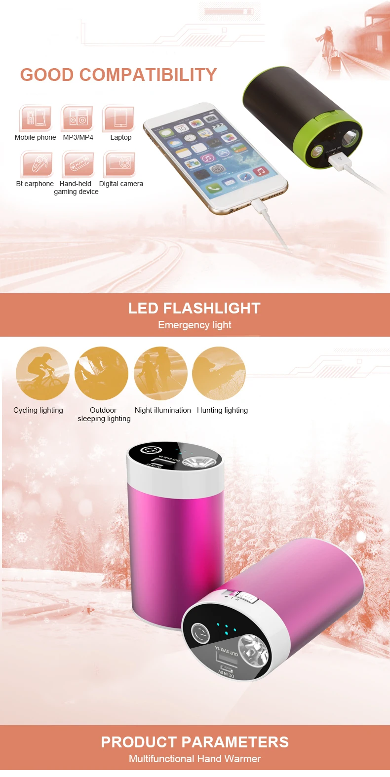 3 in 1 pocket hand warmer charger usb mini heater 2019 with flashlight - ANKUX.COM