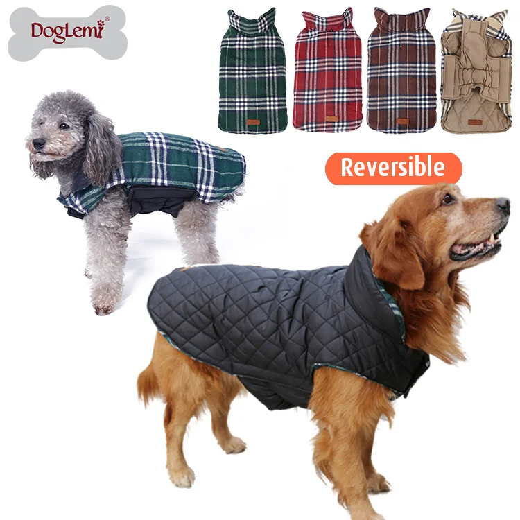 EngLish Design Checked Water Repellent Winter Apparel Pet Dog Jacket Clothing