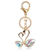 2018 Custom metal wholesale fashion diamond keychains a couple of swan keychain custom metal key chain