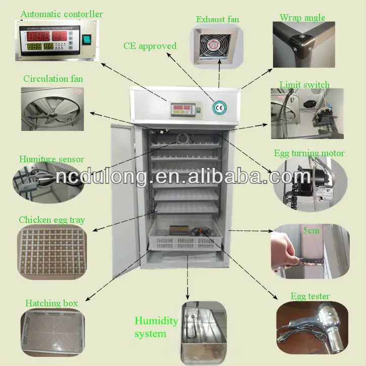 CE approved DLF-T5 full automatic 264 chicken egg incubator for sale