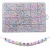 White Round Acrylic Letter Beads with Colourful Alphabet A-Z and Heart for Jewelry Making Bracelets Necklaces Key Chains