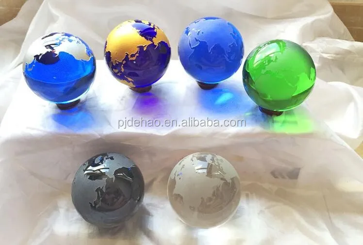 world map sandblasted decorative k9 crystal snow