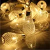 2019 LED String Light 10/20/30LED Lamp Iron Water Drop Lantern Ball Fairy String Rope for Home Party Decoration Christmas Tree