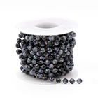 4mm Round Snowflake Stone Wire Wrapped Beaded Chain, Natural Stone Beads Rosary Chain Roll for DIY Jewelry Making
