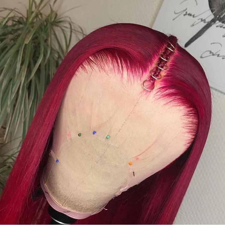 Customized Lace Wig Burgundy Hair Lace Front Wig Brazilian Human Hair Pre Pluked Natural Hairline With Baby Hair
Customized Lace Wig Burgundy Hair Lace Front Wig Brazilian Human Hair Pre Pluked Natural Hairline With Baby Hair