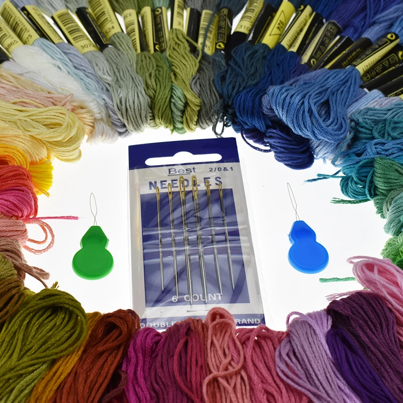 Looen Brand Embroidery Thread Random Color 100pcs Cross Stitch Threads with 6pcs Sewing Needles For Women Mom DIY Sewing Tools (7)