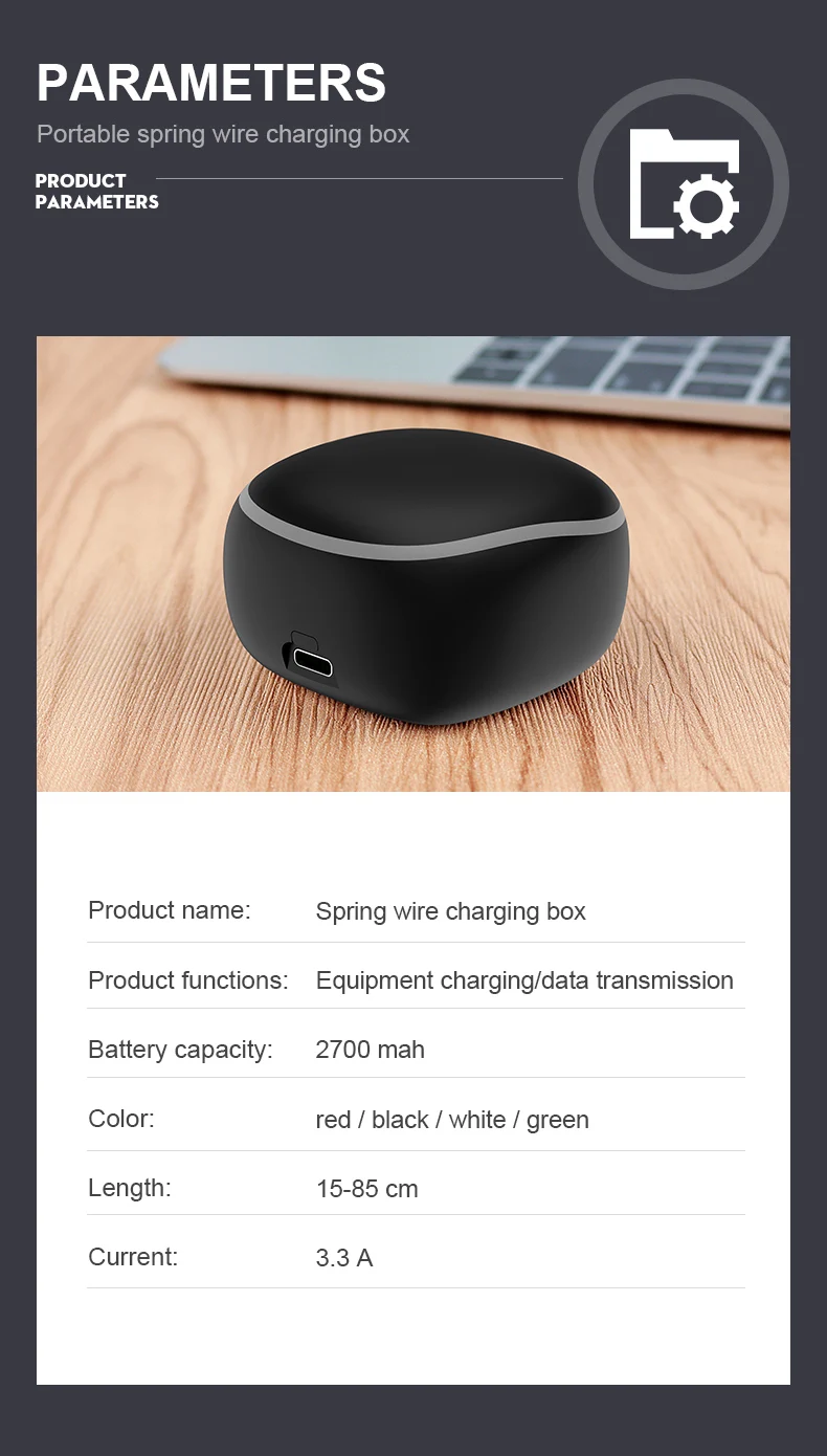 iHaitun smart mini box power bank of 2300mAh with Ap type-c and android adapters - ANKUX.COM