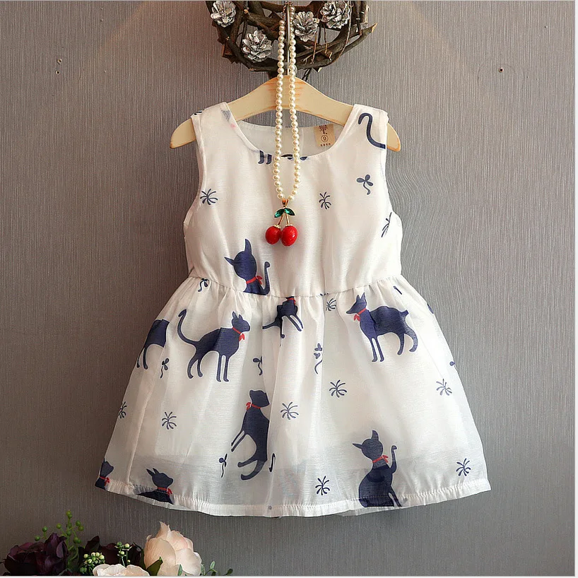 Sleeveless personality beautiful kids dresses wholesale season kids clothes, White 
Sleeveless personality beautiful kids dresses wholesale season kids clothes, White