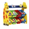 Fun giraffe style wooden children furniture cabinet kids toy storage rack with plastic storage box for sale