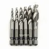 6Pcs 1/4'' Hex Combination Drill and Taps M3 M4 M5 M6 M8 M10 Metric Composite Tap Drill Bit Machine Use for Metal Drilling Tap