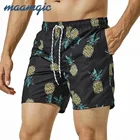 Custom Black Print Pineapple Beach Shorts Surfing Beach Shorts Swim Trunk beach shorts breathable