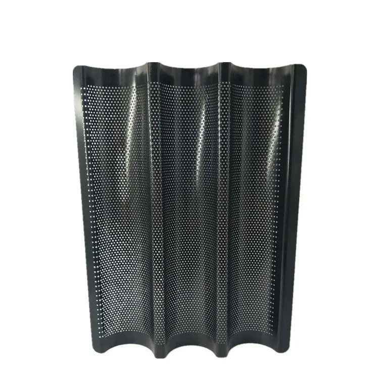 Perforated 3-slot Molds Heat-resistant Baguette Baking Tray French Bread Pan, Silver
Perforated 3-slot Molds Heat-resistant Baguette Baking Tray French Bread Pan, Silver