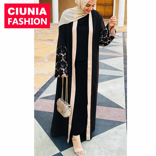 

1502# Hot seller Design New Model Abaya in Dubai Kimono Cardigan Islamic Clothing for Women, Black/customized