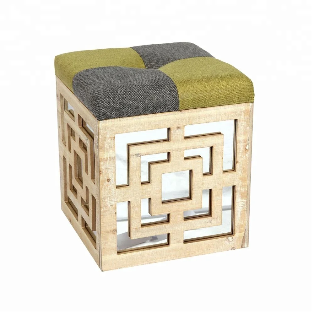 Small Furniture Dublin Storage Bench Mirrored Footstool With